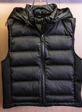 纯色拼接显瘦高领连帽加厚保暖无袖背心坎肩外套百搭女装马夹M309