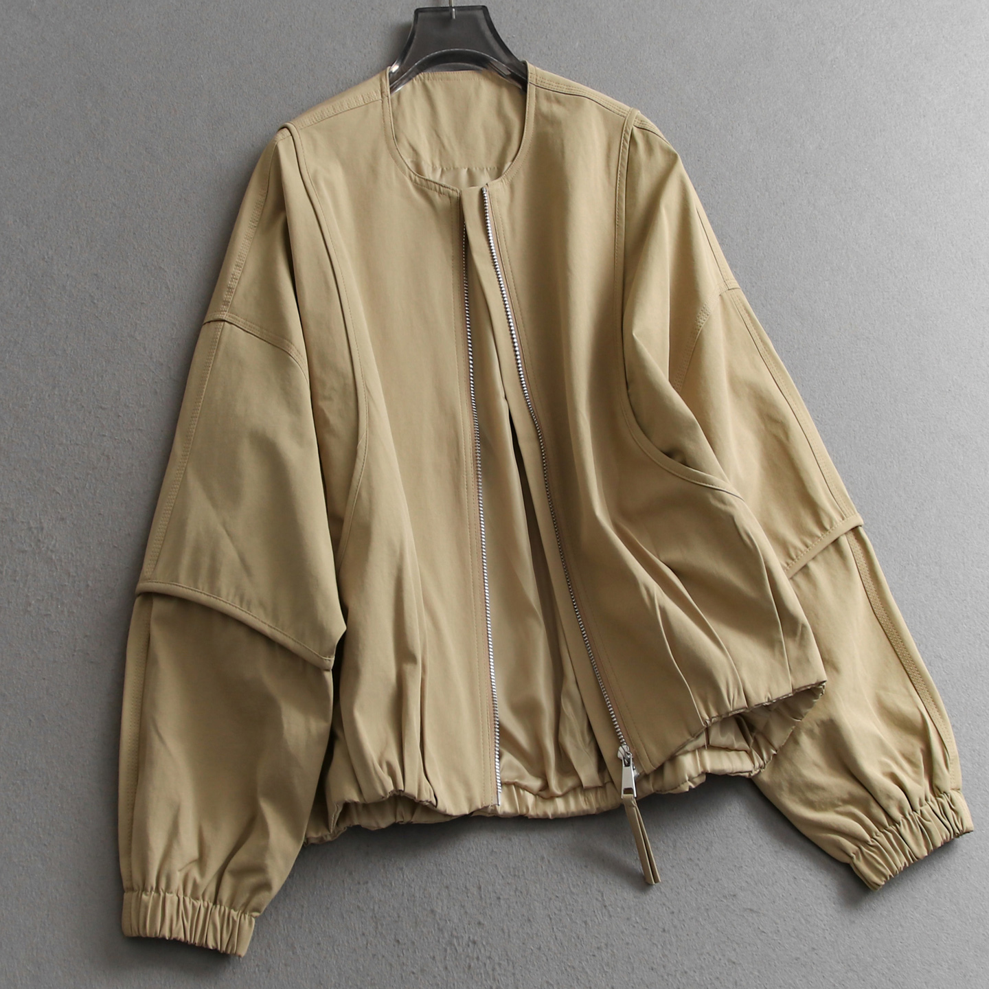 纯色宽松圆领棒球服休闲百搭夹克