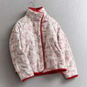 灯芯绒拼接立领混色雪花绒插肩袖 宽松保暖外套长袖 棉衣棉服女Q551