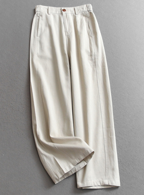 纯色半松紧腰宽松显瘦高腰阔腿裤2025秋季新款百搭休闲裤女裤V207