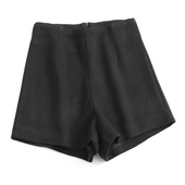 A字版 型直筒裤 通勤百搭休闲裤 纯色显瘦高腰阔腿裤 女毛呢短裤 H031