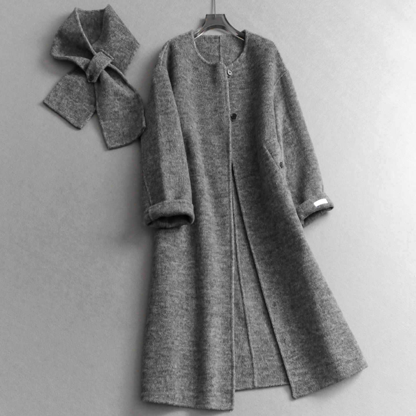 「送围脖」绵软温暖纯色宽松双面呢长款大衣长袖女装毛呢外套M815,女装/女士精品,毛呢外套,淘宝优惠券,粉丝福利购,淘宝优惠卷