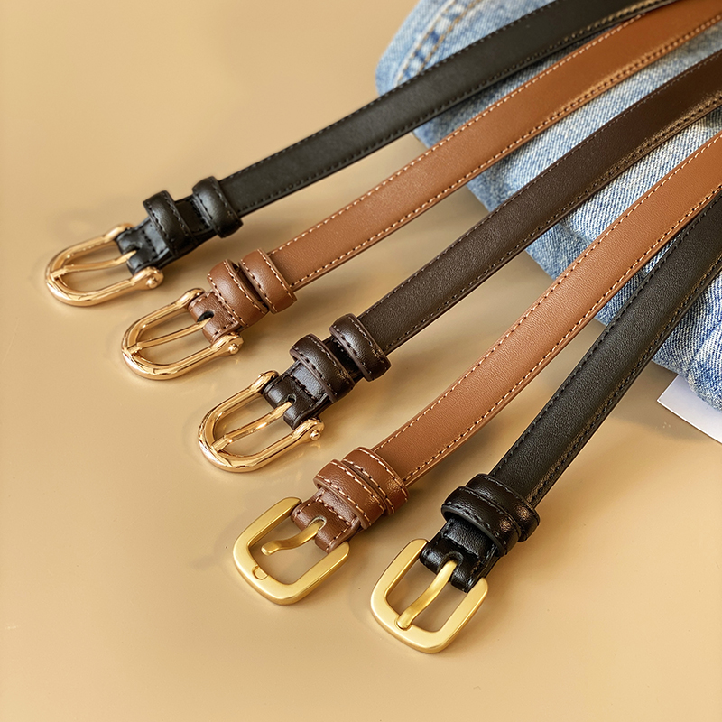 真皮细腰带裤装轻奢气质腰带女