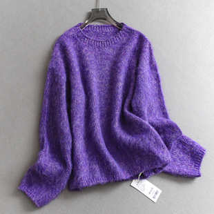 针织衫 重磅花纱宽松软糯慵懒风圆领毛衣2025冬季 女装 长袖 M374 新款