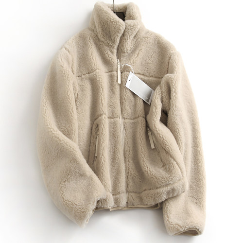 纯色宽松加厚立领百搭拉链女外套