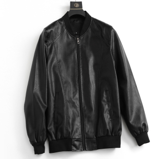 痞帅长袖 男装 长袖 机车服外套春秋新款 夹克男皮衣N463 立领拉链开衫