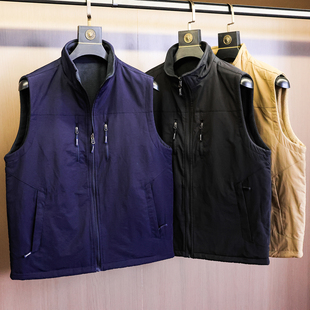 外套马甲N741 纯色防风防水立领百搭休闲男士 保暖摇粒绒 双面穿