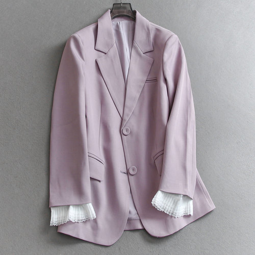 可拆卸蕾丝花边袖宽松长袖西服