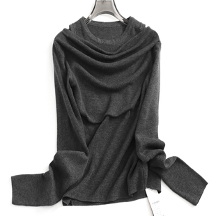 针织衫 通勤长袖 女毛衣J525 新款 含绵羊毛纯色假两件一字肩2025春季