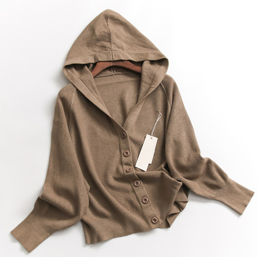 h443简约纯色连帽衫插肩长袖百搭