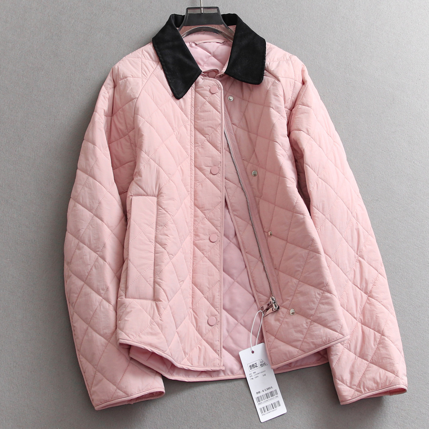 撞色翻领菱格绗缝加厚夹克外套2025冬季新款长袖女棉衣棉服N063,女装/女士精品,棉衣/棉服,淘宝优惠券,粉丝福利购,淘宝优惠卷