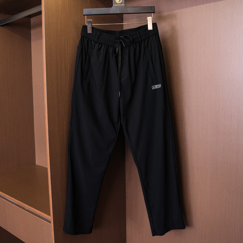 系带松紧腰直筒裤百搭休闲裤男裤