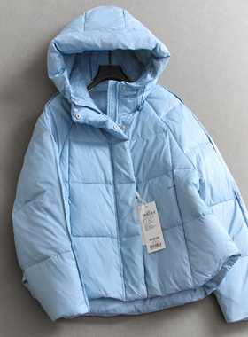 90绒！蓬松加厚！纯色连帽轻暖泡芙面包服长袖百搭女装羽绒服Q330