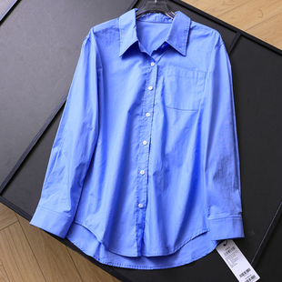 女衬衫 通勤百搭长袖 B827 新款 纯色微廓形叠穿休闲翻领衬衣2025秋季