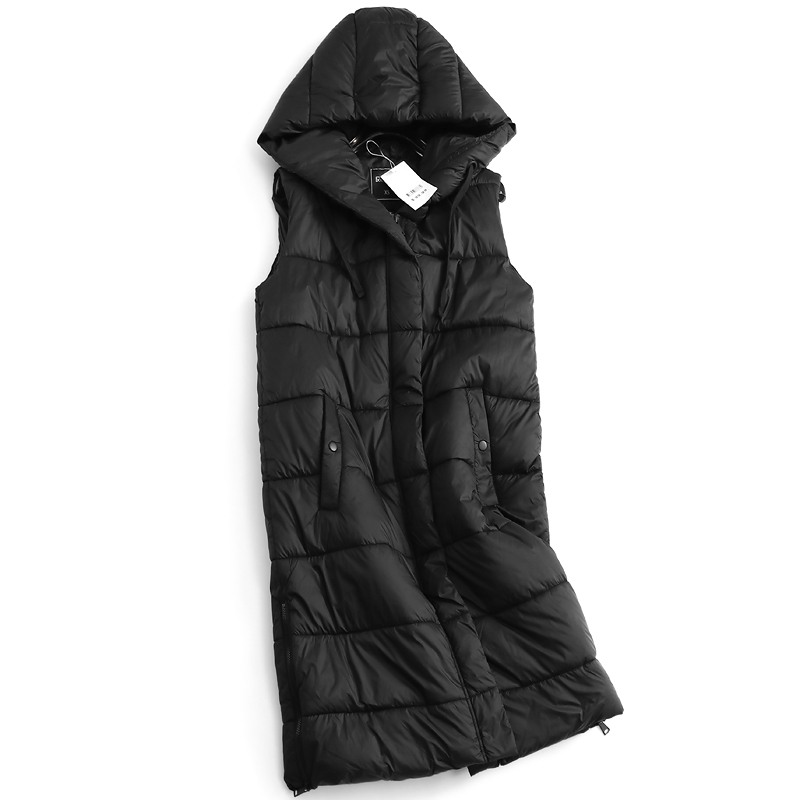 纯色宽松连帽拉链开衫背心女马夹