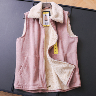 纯色宽松显瘦翻领内里加绒厚实保暖叠穿背心外套女装 坎肩马夹N882