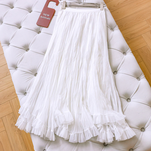 纯色显瘦显高舒适版型遮跨网纱裙2026春季新款女裙a字半身裙W319