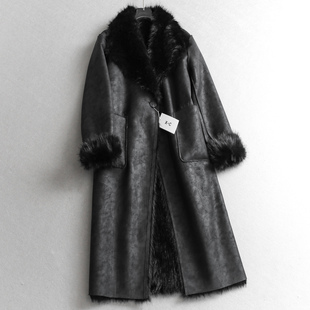 双面穿重工朋克加厚环保皮草长款 皮衣外套女M908 大衣皮毛一体长袖