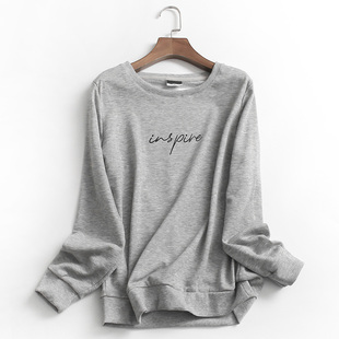 Y757字母印花简约圆领百搭长袖上衣春季新款2022休闲套头女式卫衣