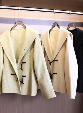 纯色宽松廓形海军领双面呢大衣2025冬季新款长袖女装毛呢外套B729