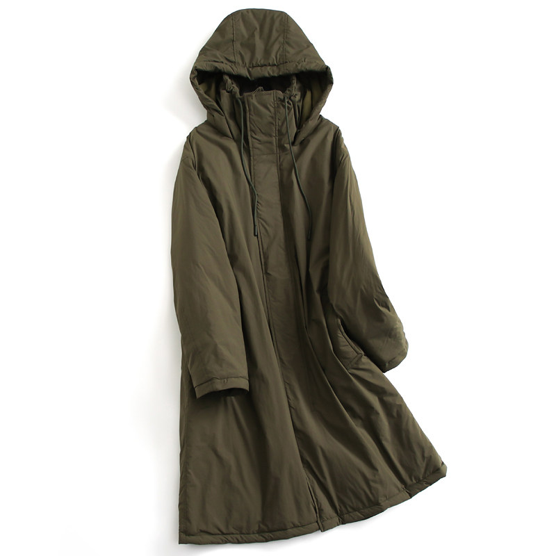 连帽保暖长袖长款大衣女外套棉衣