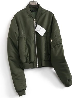 V610纯色显瘦立领拉链开衫短款长袖上衣秋冬新款棒球服棉服女外套