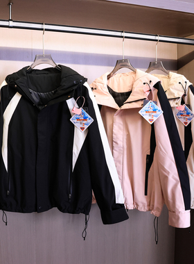 撞色拼接户外派克保暖冲锋衣外套2025冬季新款长袖女装羽绒服B442