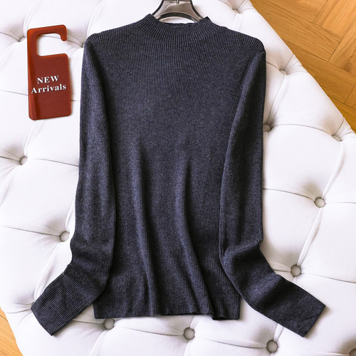 云感柔肤纯色半高领内搭针织衫女