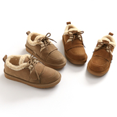 平底女鞋 磨砂皮仿羊羔毛毛鞋 B036 豆豆鞋 棉瓢鞋 系带加绒低帮鞋 棉鞋