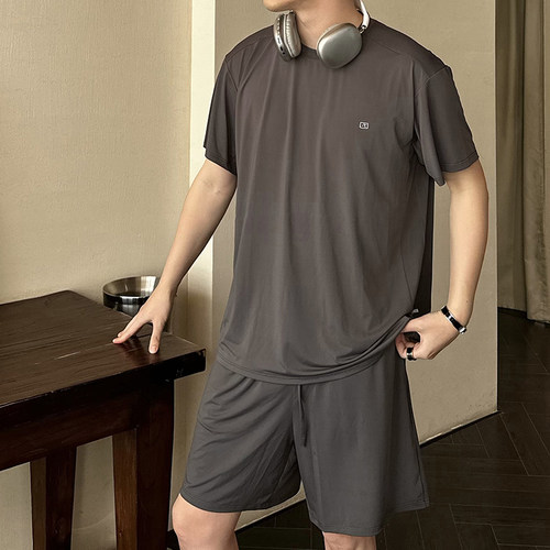 冰皮可外穿半袖短裤男家居服睡衣
