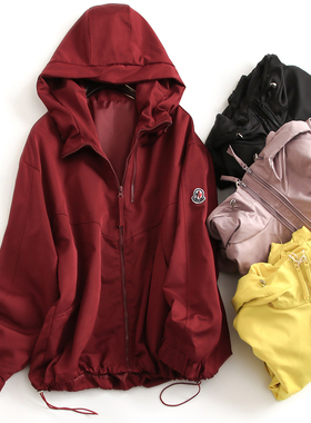 纯色宽松连帽显瘦防风立领短风衣2025春季新款长袖休闲女外套K474