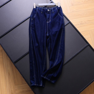 女九分牛仔裤 深蓝高腰显瘦直筒萝卜裤 显瘦老爹裤 新款 V945 2025秋季