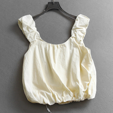 纯色宽松显瘦遮肉花苞型吊带2025夏季新款时尚休闲短款女背心X951