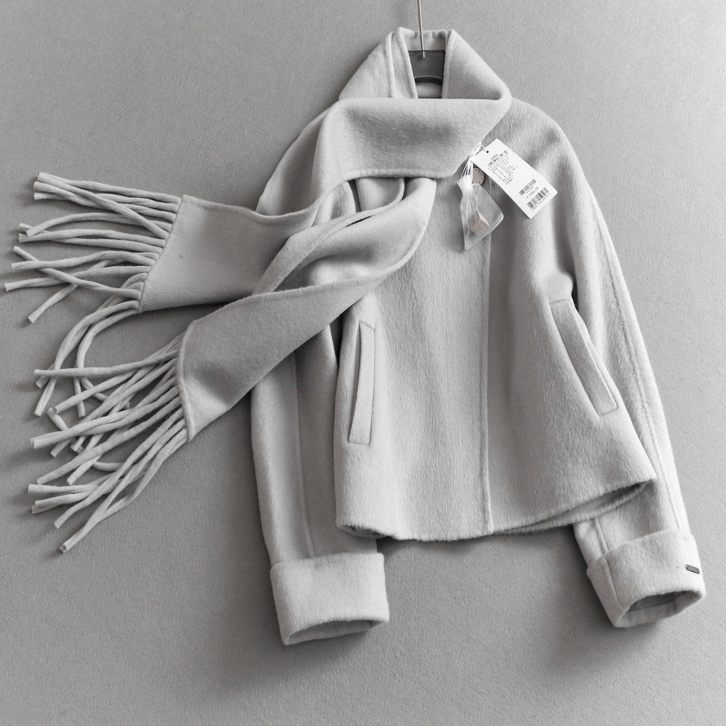 流苏围巾款！双面呢圆领纯色羊毛混纺短款大衣冬款毛呢外套女M536,女装/女士精品,毛呢外套,淘宝优惠券,粉丝福利购,淘宝优惠卷