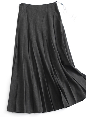 黑色赫本风a字裙伞裙2024秋新气质时髦长裙自然垂顺女半身裙G406