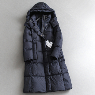 羽绒服Q443 外套大衣女装 倍暖零压感 纯色配腰带收腰显瘦连帽长款