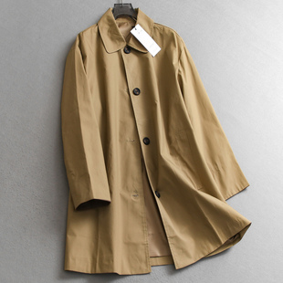长袖 新款 女风衣V530 休闲百搭宽松外套2025秋季 纯色纯棉翻领中长款