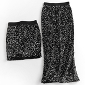 黑色亮片松紧腰显瘦修身 鱼尾裙气质时髦包臀裙中长裙女半身裙N852