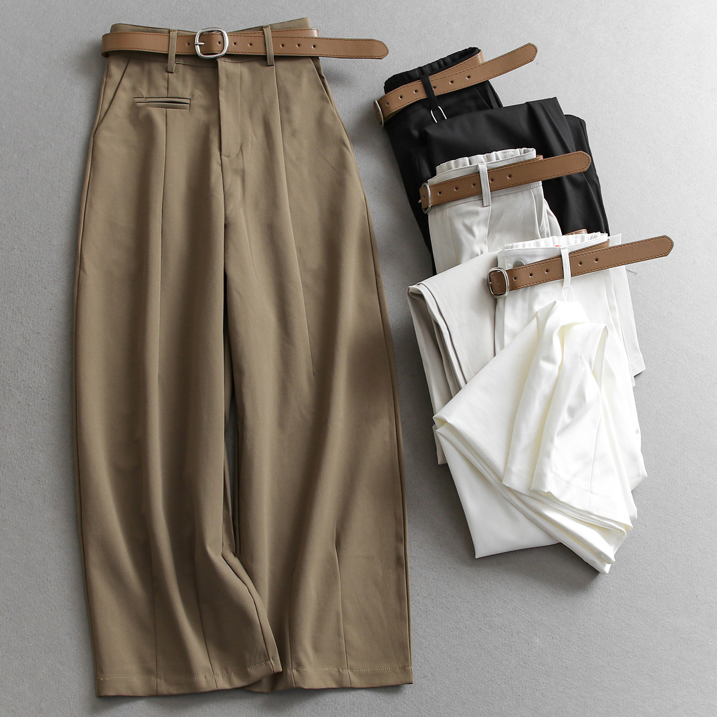 「配腰带」纯色高腰显瘦宽松镰刀裤香蕉裤西装裤女弯刀休闲裤W050,女装/女士精品,休闲裤,淘宝优惠券,粉丝福利购,淘宝优惠卷