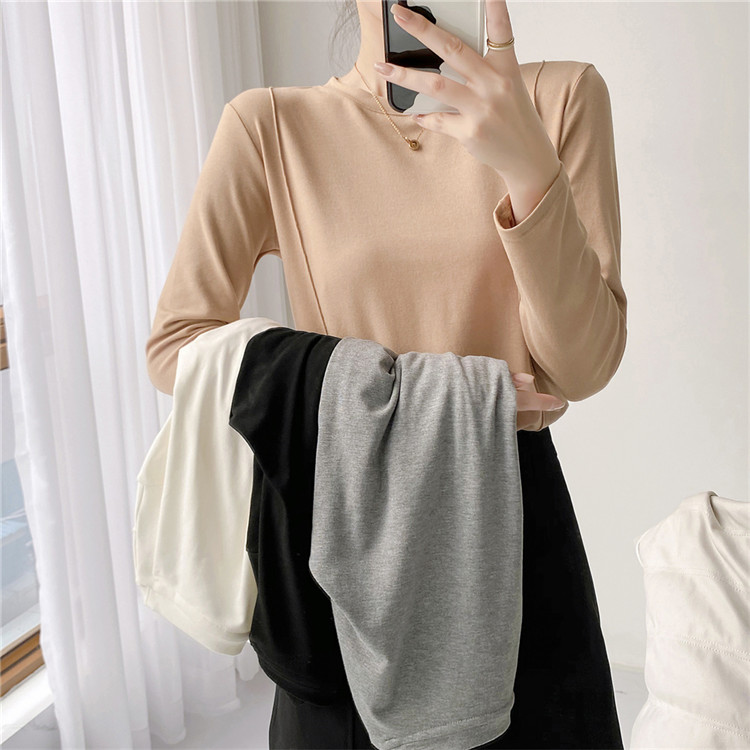 秋冬显瘦长袖洋气女T恤内搭小衫