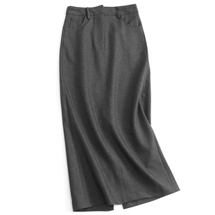 纯色高腰显瘦包臀裙开叉一步裙春季 通勤职场风女裙半身裙N743 新款