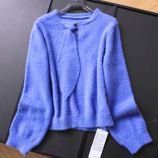 女针织衫 纯色毛感软糯舒适飘带慵懒风长袖 长袖 新款 B986 毛衣25冬季
