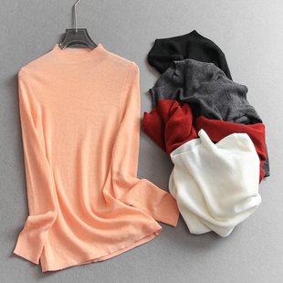 针织衫 简约纯色显瘦修身 毛衣女装 长袖 Q550 半高圆领软糯亲肤打底衫