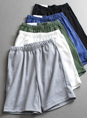 纯色松紧腰宽松直筒裤2025夏季新款百搭运动休闲裤女装短裤Z716