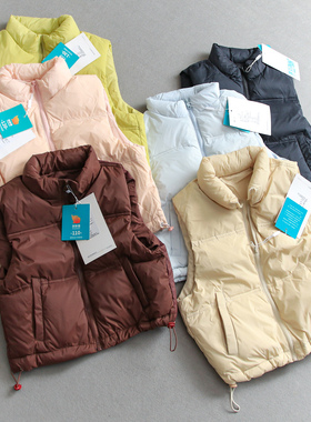 男女同款纯色立领宽松儿童羽绒马甲2025冬季新款童装背心马夹M975