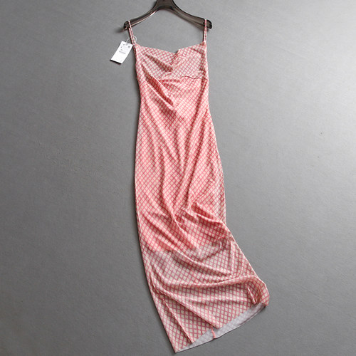 格纹修身包臀裙网纱裙吊带连衣裙