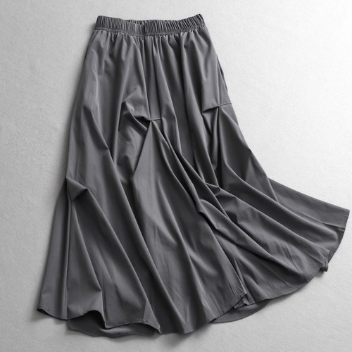 高腰大摆裙气质百搭中长女半身裙