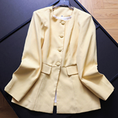 纯色显瘦圆领纽扣开叉2025秋季 B319 外套女西装 新款 百搭通勤长袖