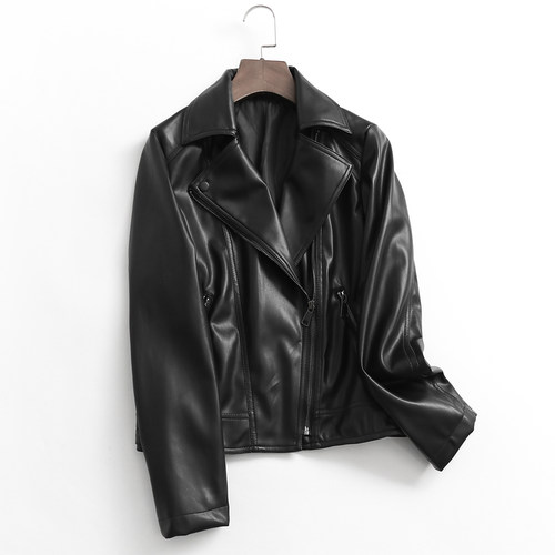 显瘦韩版进口胎牛机车服皮夹克