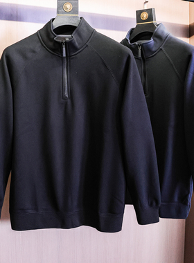 绵羊毛混纺+奥粒绒！秋冬纯色加绒加厚保暖半拉链长袖卫衣男N936